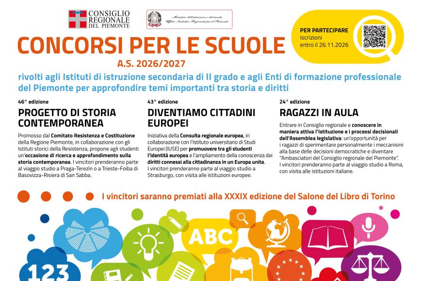 Aperte le iscrizioni ai concorsi per le scuole del Consiglio regionale per l’anno scolastico 2026-2027
